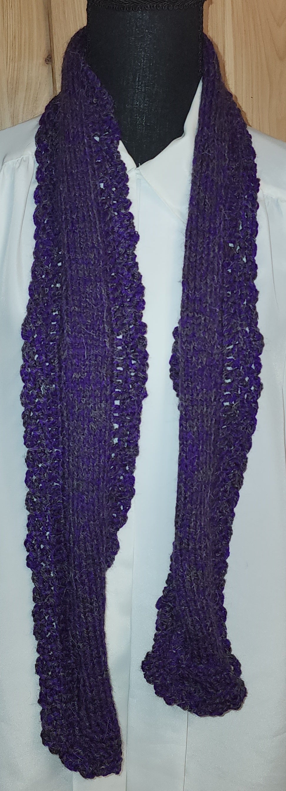 Scarf Purple Gray Hand Knit