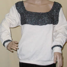 Load image into Gallery viewer, Sweatshirt with Pizazz - Trimmed with Hand Knit Collar - nw-camo