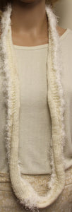 White Hand Knit Infinity Cowl Scarf - nw-camo