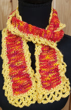 Load image into Gallery viewer, Scarf Hand Knit Yellow Red